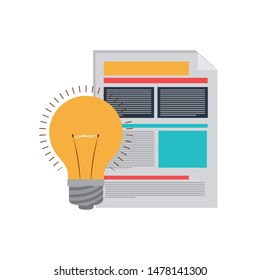 file sheet with light bulb in white background