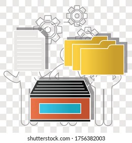 File shelf concept on transparency background. Creative idea design. Flat vector illustration for template, brochure or presentation.