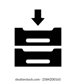 File Shelf. Illustration Insert File. File Holder Icon. File storage table with downward arrow.