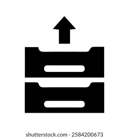 File Shelf. Illustration of Outgoing File Shelf. File Holder Icon. File storage table with upward arrow.