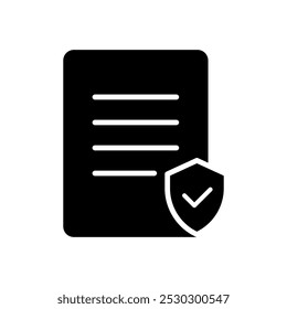 File with shield checkmark icon on transparent background