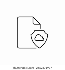 Vector de signo de icono de nube de escudo de archivos