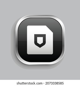 file shield fill icon design. Glossy Button style rounded rectangle isolated on gray background. Vector illustration