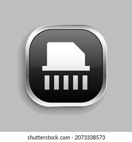 file shred fill icon design. Glossy Button style rounded rectangle isolated on gray background. Vector illustration