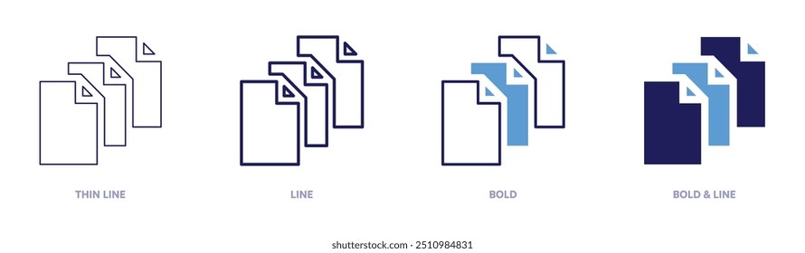 File size icon in 4 different styles. Thin Line, Line, Bold, and Bold Line. Duotone style. Editable stroke.