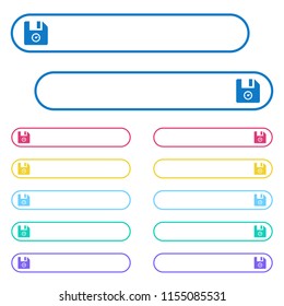 File size icons in rounded color menu buttons. Left and right side icon variations.
