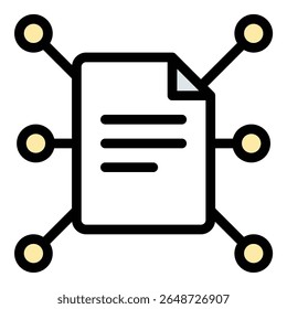Ilustração de estilo de linha plana de ícone de rede social de arquivo que representa conteúdo digital compartilhado e colaboração on-line, adequado para armazenamento em nuvem, plataformas de trabalho em equipe e projeto de integração de mídia social