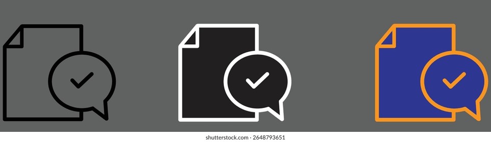 File and speech bubble icon symbolizing communication and documentation with transparent background