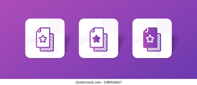 file with star mark icon in outline and solid style with colorful smooth gradient background, suitable for mobile and web UI, app button, infographic, etc