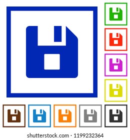 File stop flat color icons in square frames on white background
