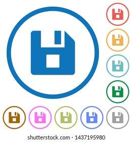 File stop flat color vector icons with shadows in round outlines on white background