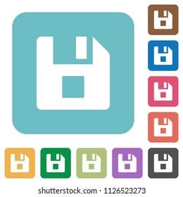 File stop white flat icons on color rounded square backgrounds
