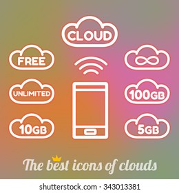 File storage in cloud space logo template.
