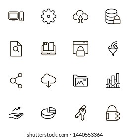 File storage icon set. Collection of high quality black outline logo for web site design and mobile apps. Vector illustration on a white background