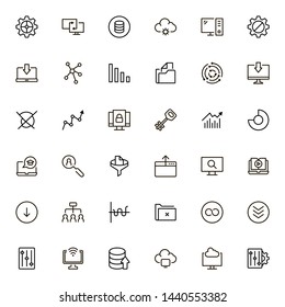 File storage icon set. Collection of high quality black outline logo for web site design and mobile apps. Vector illustration on a white background