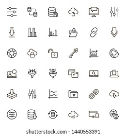 File storage icon set. Collection of high quality black outline logo for web site design and mobile apps. Vector illustration on a white background