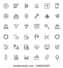 File storage icon set. Collection of high quality black outline logo for web site design and mobile apps. Vector illustration on a white background