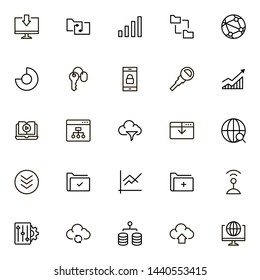 File storage icon set. Collection of high quality black outline logo for web site design and mobile apps. Vector illustration on a white background