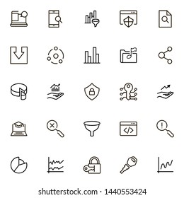 File storage icon set. Collection of high quality black outline logo for web site design and mobile apps. Vector illustration on a white background