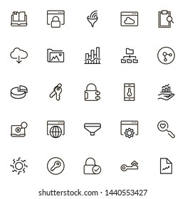 File storage icon set. Collection of high quality black outline logo for web site design and mobile apps. Vector illustration on a white background