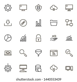 File storage icon set. Collection of high quality black outline logo for web site design and mobile apps. Vector illustration on a white background