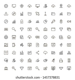 File storage icon set. Collection of high quality black outline logo for web site design and mobile apps. Vector illustration on a white background