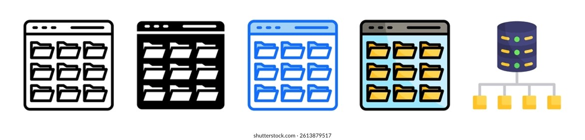 File Storage Icon Set Multiple Style Collection