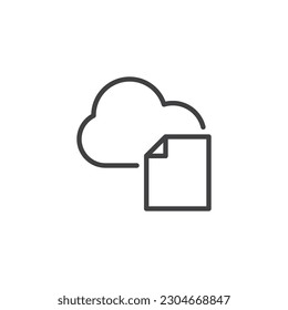 File storage line icon. linear style sign for mobile concept and web design. Cloud and file outline vector icon. Symbol, logo illustration. Vector graphics