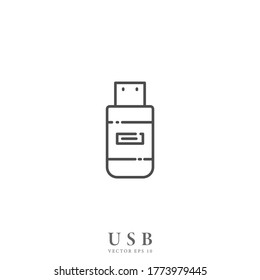 File storage. Outline usb vector icon. Technology concept isolated vector illustration.