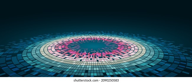 File structuring. Data algorithms, machine learning. The visual concept of the array. Big data complex. Visualization of large amounts of data in the form of 3d circles.