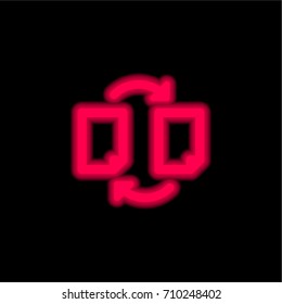 File swap red glowing neon ui ux icon. Glowing sign logo vector