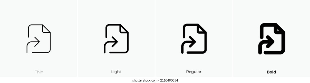 file symlink icon. Thin, Light Regular And Bold style design isolated on white background