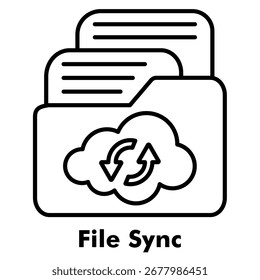 File Sync Outline Icon Vector Illustration