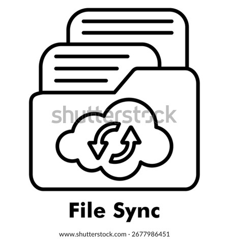 File Sync Outline Icon Vector Illustration