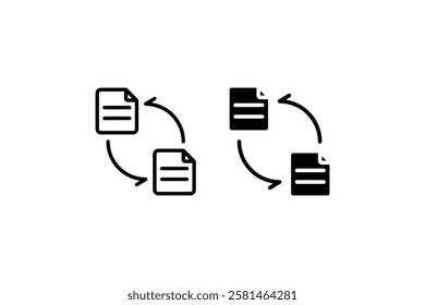 File Synchronization Icons in Outline and Solid Style Vector