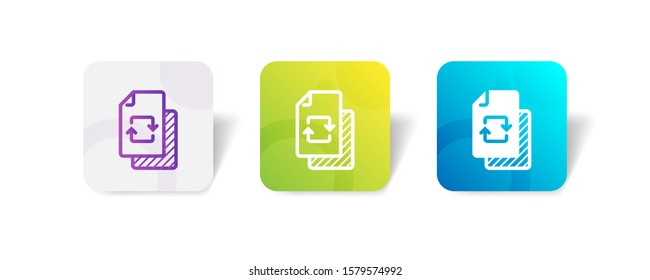 file with synchronize mark icon in outline and solid style with colorful smooth gradient background. suitable for mobile and web UI, app button, infographic, etc