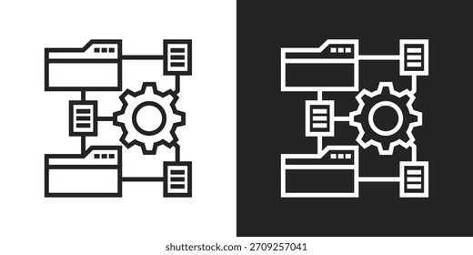 Icono Del Sistema De Archivos En Estilo De Línea En Blanco Y Negro