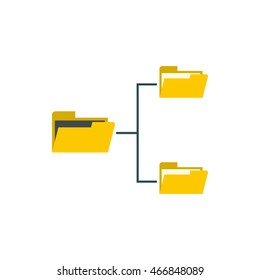 File system on computer icon in flat style isolated on white background. Copying symbol