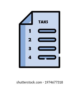 file taks icon. taks vector, file with taks and number are light blue