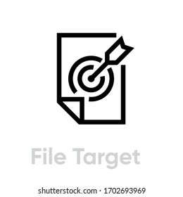 Icono de destino de archivo. Vector de línea editable. Firma una hoja en blanco con un logotipo con una flecha. Pictograma único.