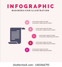 File, Text, American, Usa Solid Icon Infographics 5 Steps Presentation Background. Vector Icon Template background