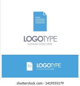 File, Text, Data, Report Blue Solid Logo with place for tagline