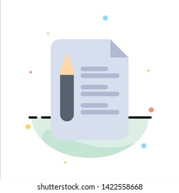 File, Text, Education, Pencil Abstract Flat Color Icon Template