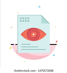 File, Text, Eye, Computing Abstract Flat Color Icon Template. Vector Icon Template background