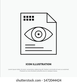 File, Text, Eye, Computing Vector Line Icon