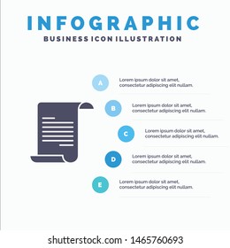 File, Text, Greece Solid Icon Infographics 5 Steps Presentation Background. Vector Icon Template background