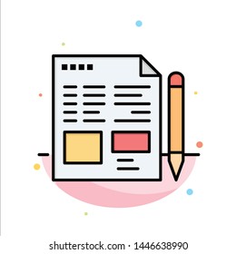 File, Text, Pencil, Education Abstract Flat Color Icon Template