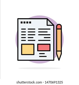File, Text, Pencil, Education Abstract Circle Background Flat color Icon. Vector Icon Template background