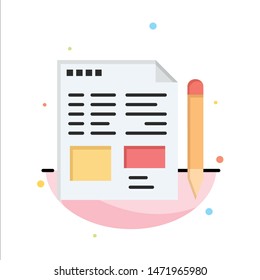 File, Text, Pencil, Education Abstract Flat Color Icon Template