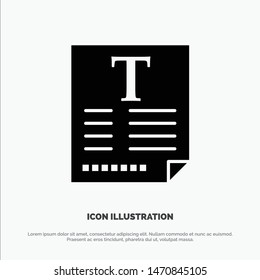 File, Text, Poster, Fount Solid Black Glyph Icon. Vector Icon Template background